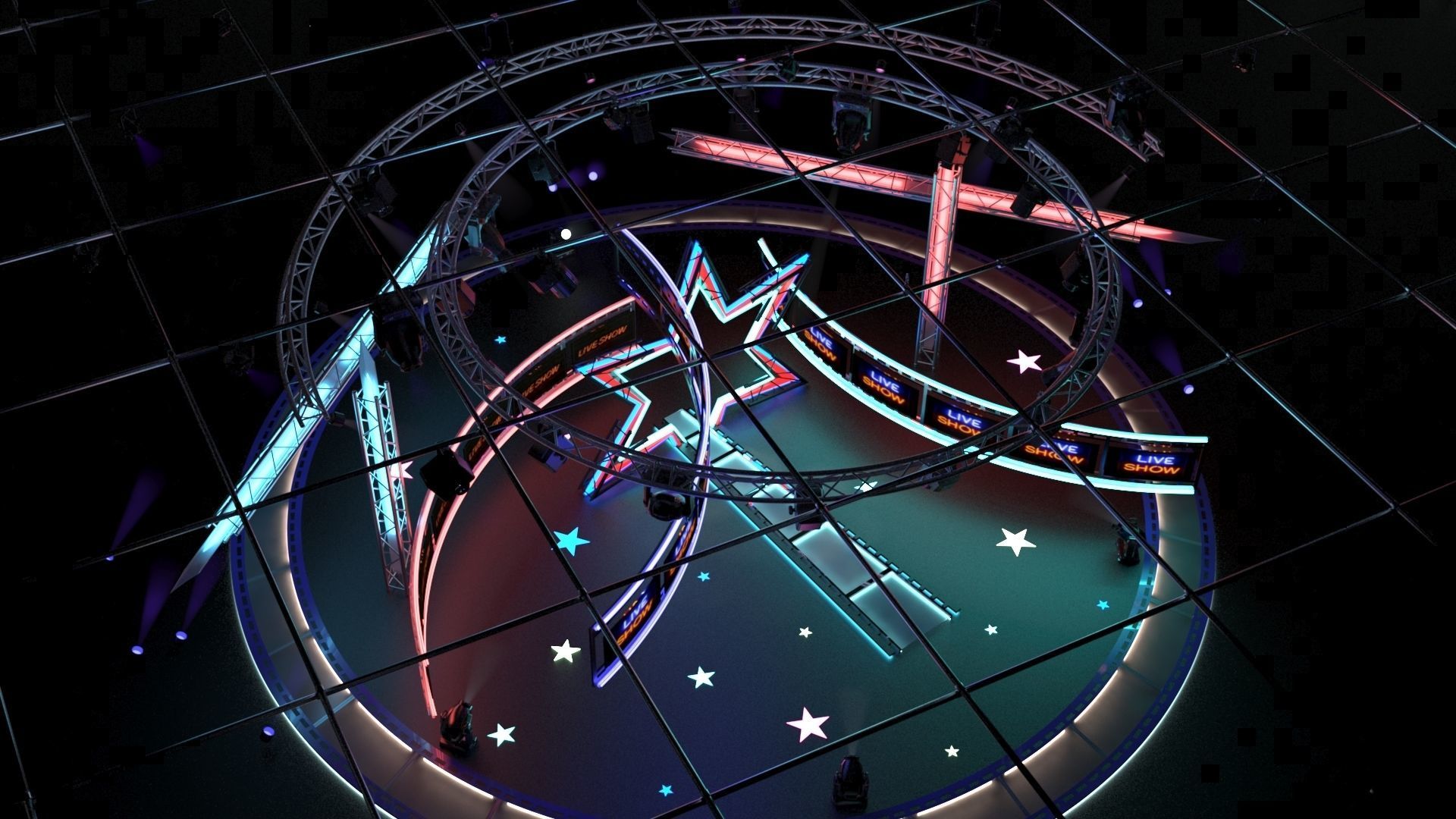 Virtual TV Studio Entertainment Set 4 3D model_15