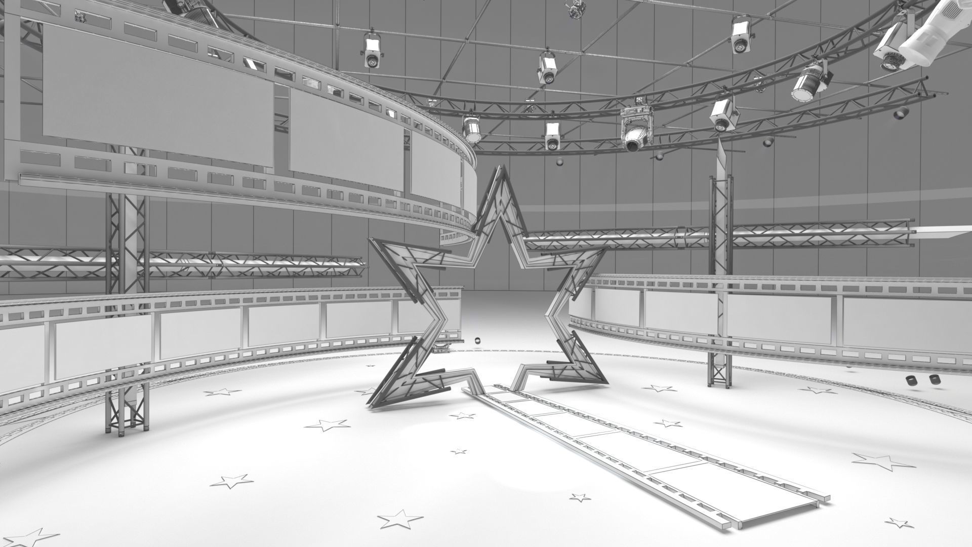 Virtual TV Studio Entertainment Set 4 3D model_7