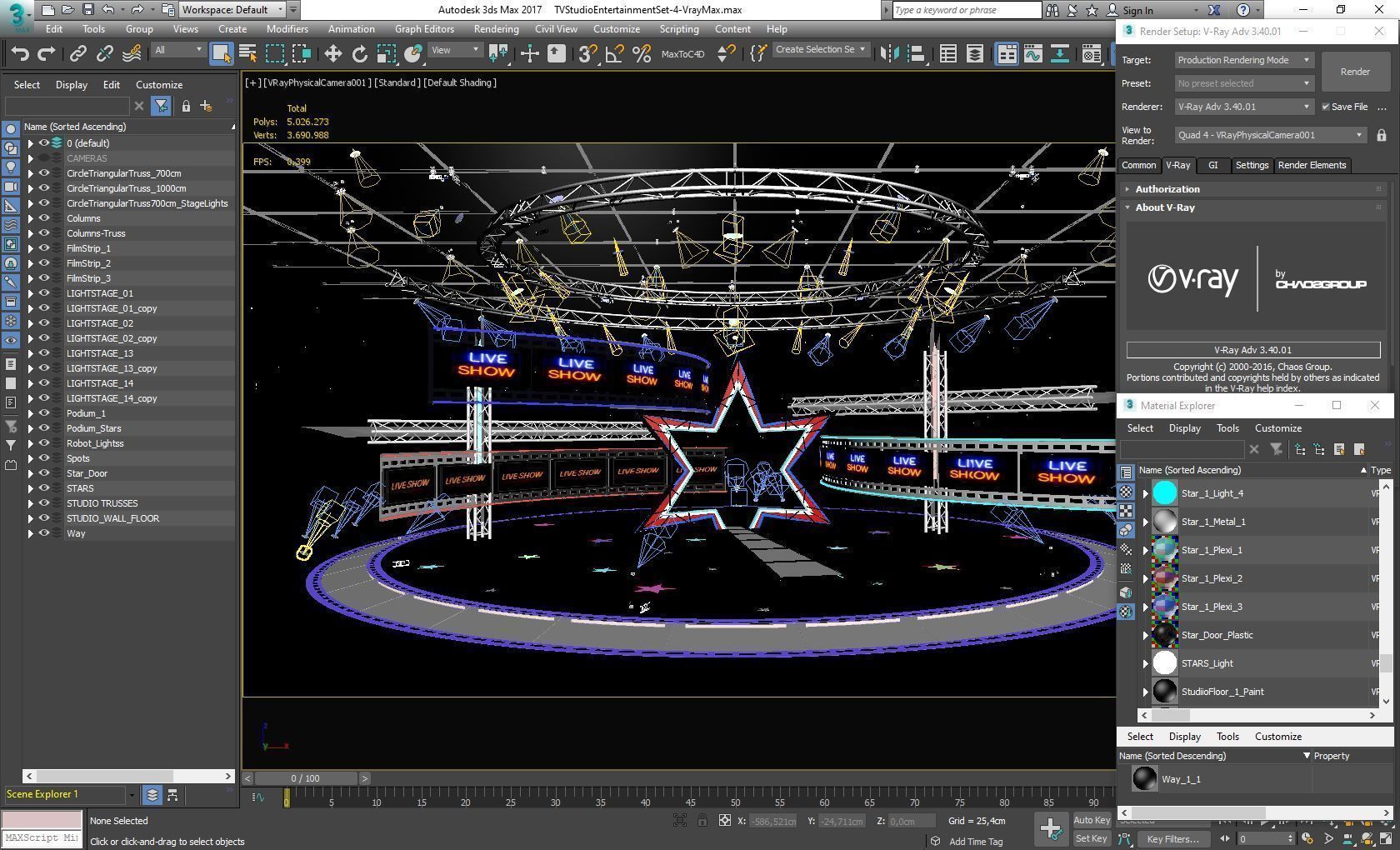 Virtual TV Studio Entertainment Set 4 3D model_16