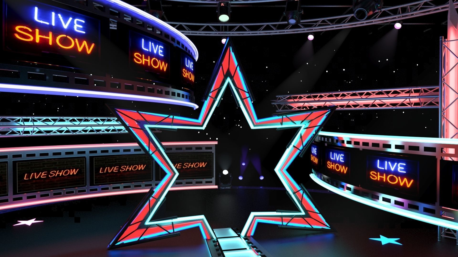 Virtual TV Studio Entertainment Set 4 3D model_12