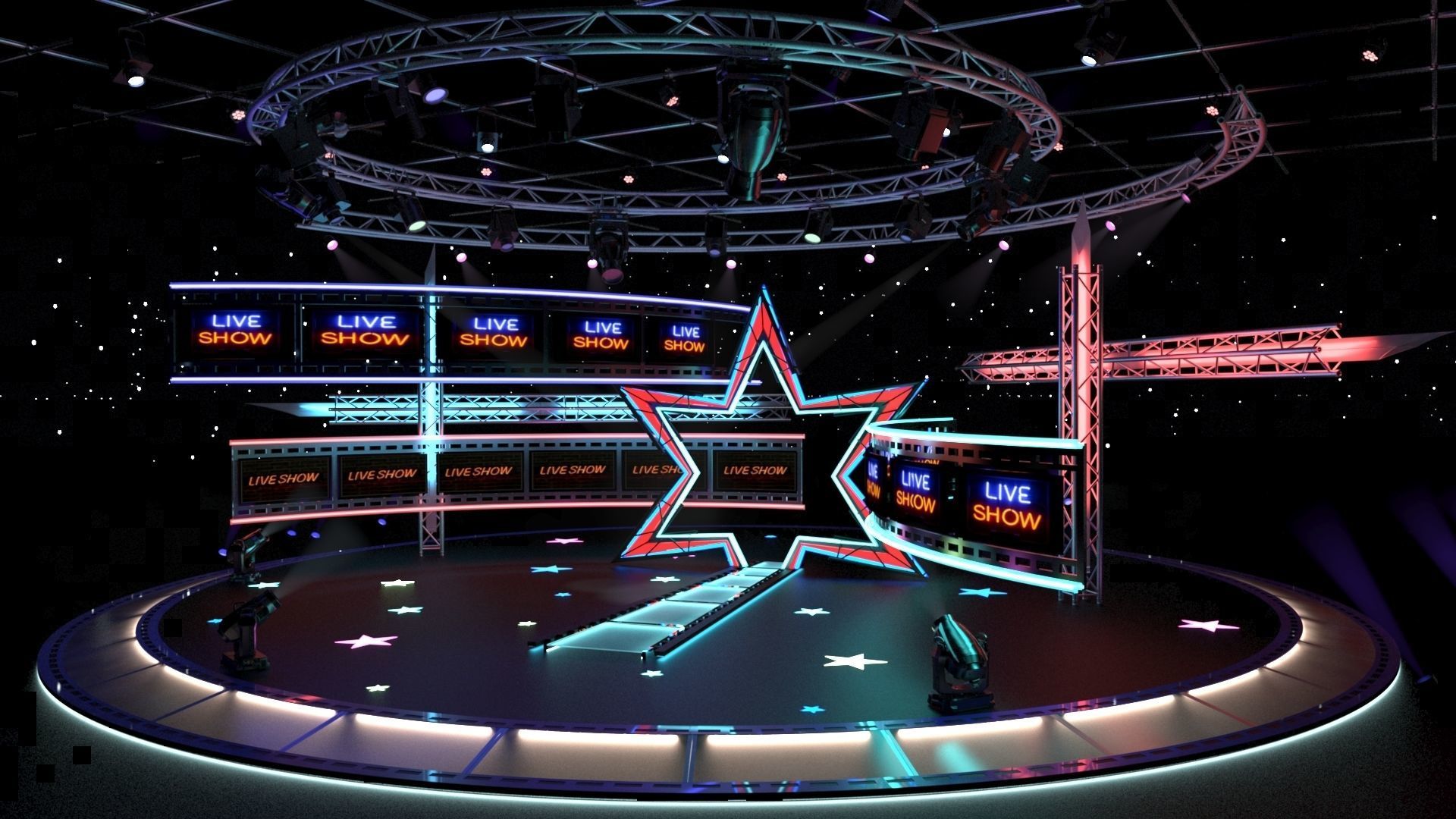 Virtual TV Studio Entertainment Set 4 3D model_4