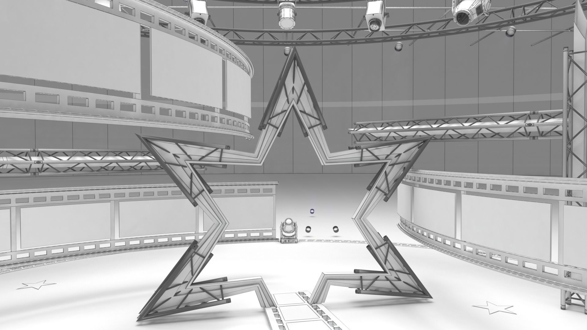 Virtual TV Studio Entertainment Set 4 3D model_13