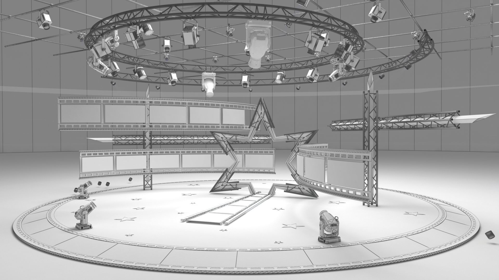 Virtual TV Studio Entertainment Set 4 3D model_5
