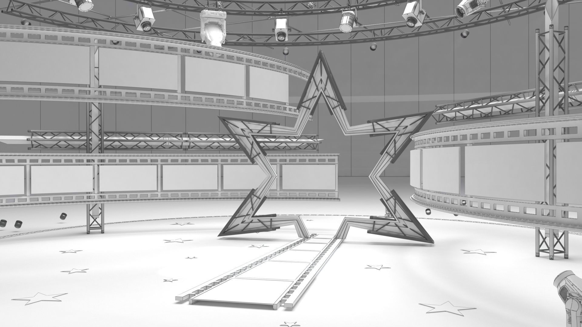 Virtual TV Studio Entertainment Set 4 3D model_11