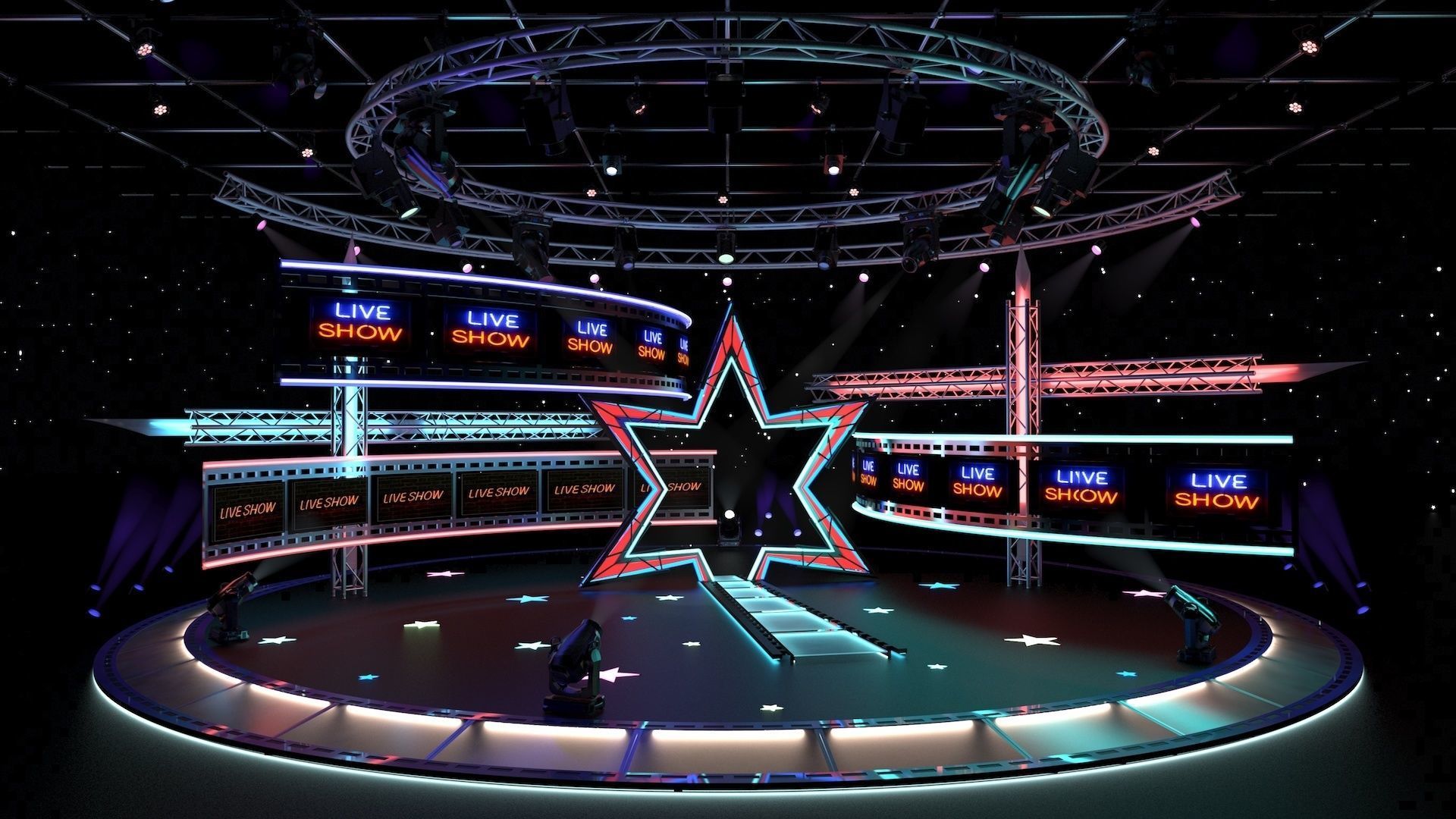 Virtual TV Studio Entertainment Set 4 3D model_2