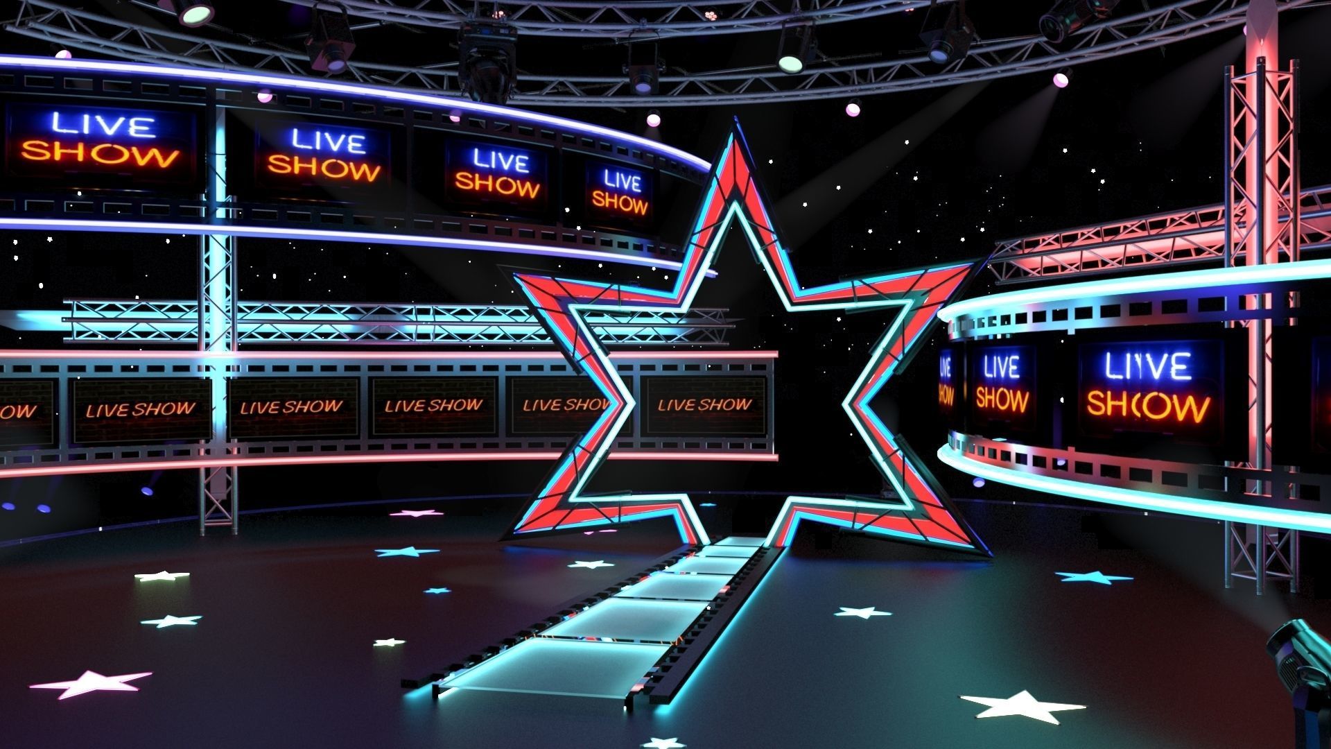 Virtual TV Studio Entertainment Set 4 3D model_10
