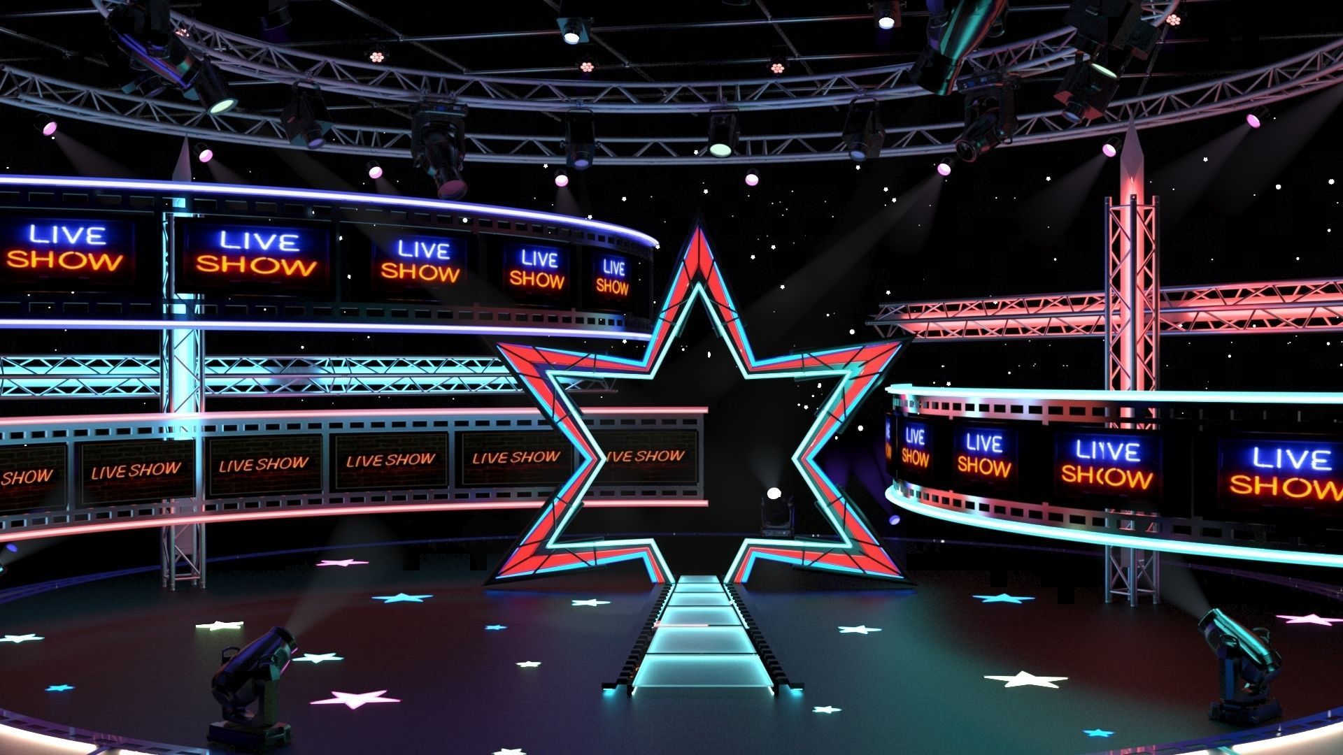 Virtual TV Studio Entertainment Set 4 3D model_8