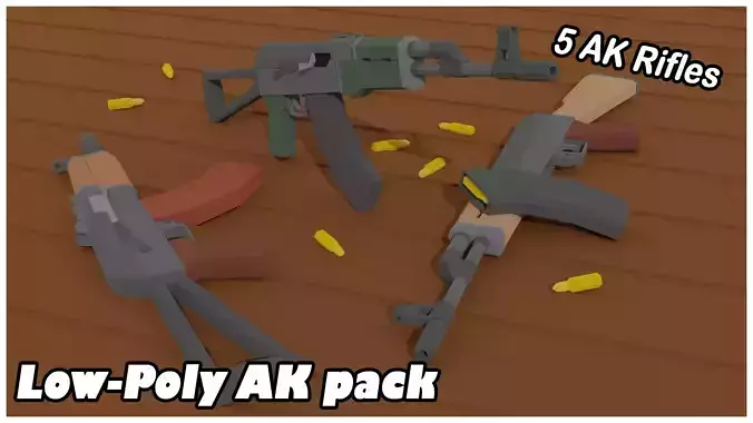 5 AK Rifles Low-Poly Pack Low-poly 3D model