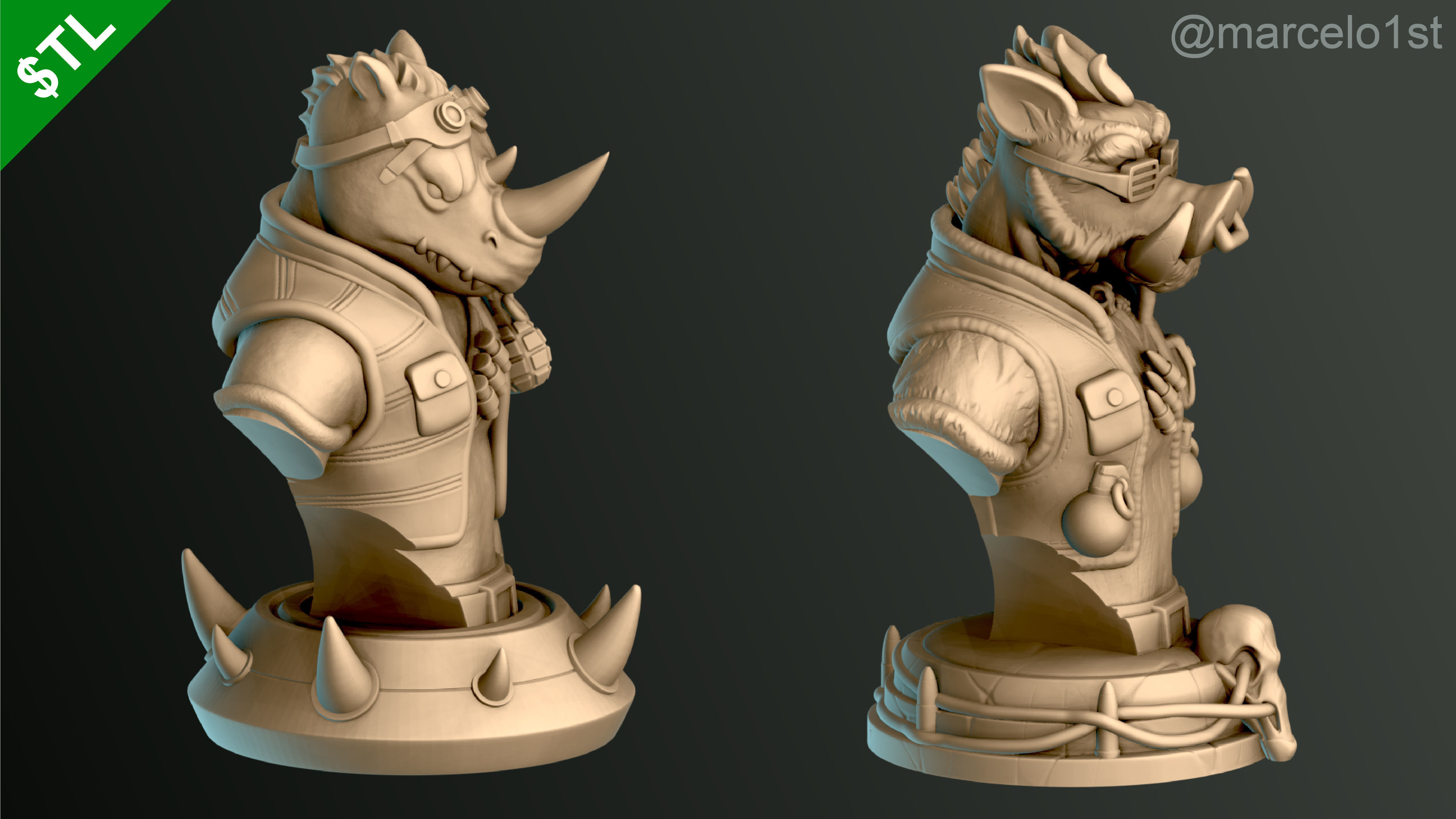 Shredder - Bebop - Rocksteady - Foot Ninja Busts - FDM 3D print model_11
