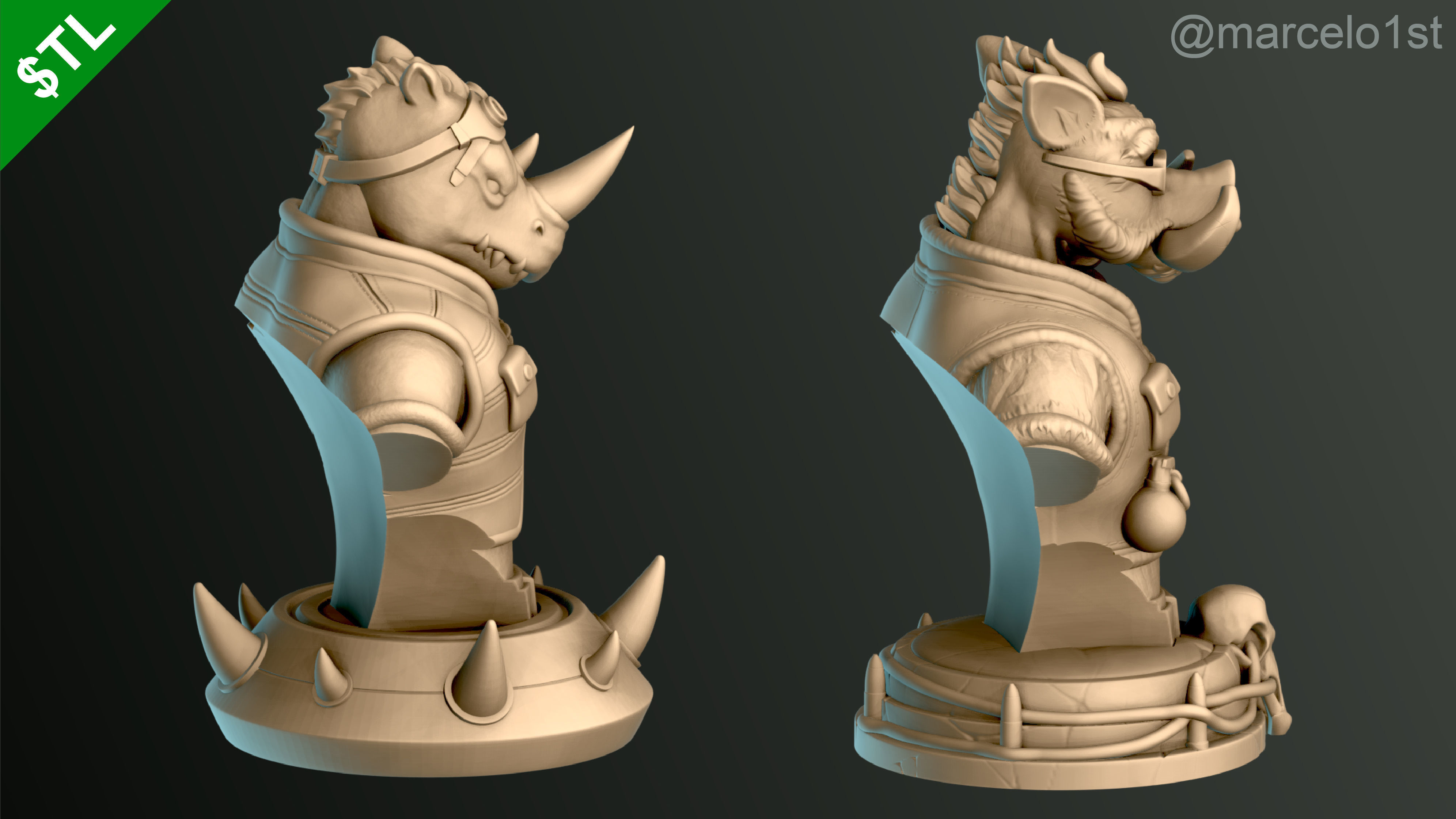 Shredder - Bebop - Rocksteady - Foot Ninja Busts - FDM 3D print model_12