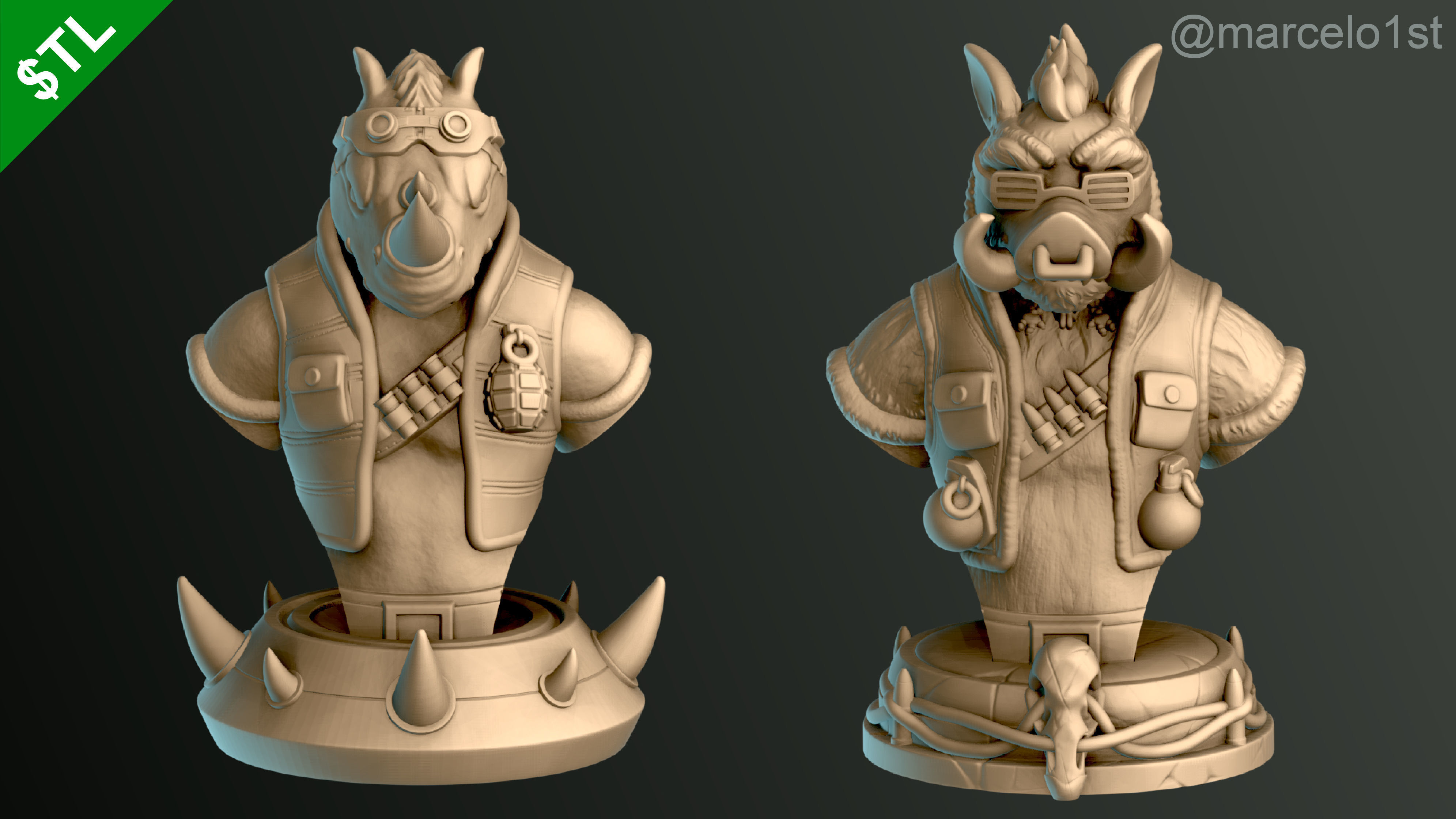 Shredder - Bebop - Rocksteady - Foot Ninja Busts - FDM 3D print model_9