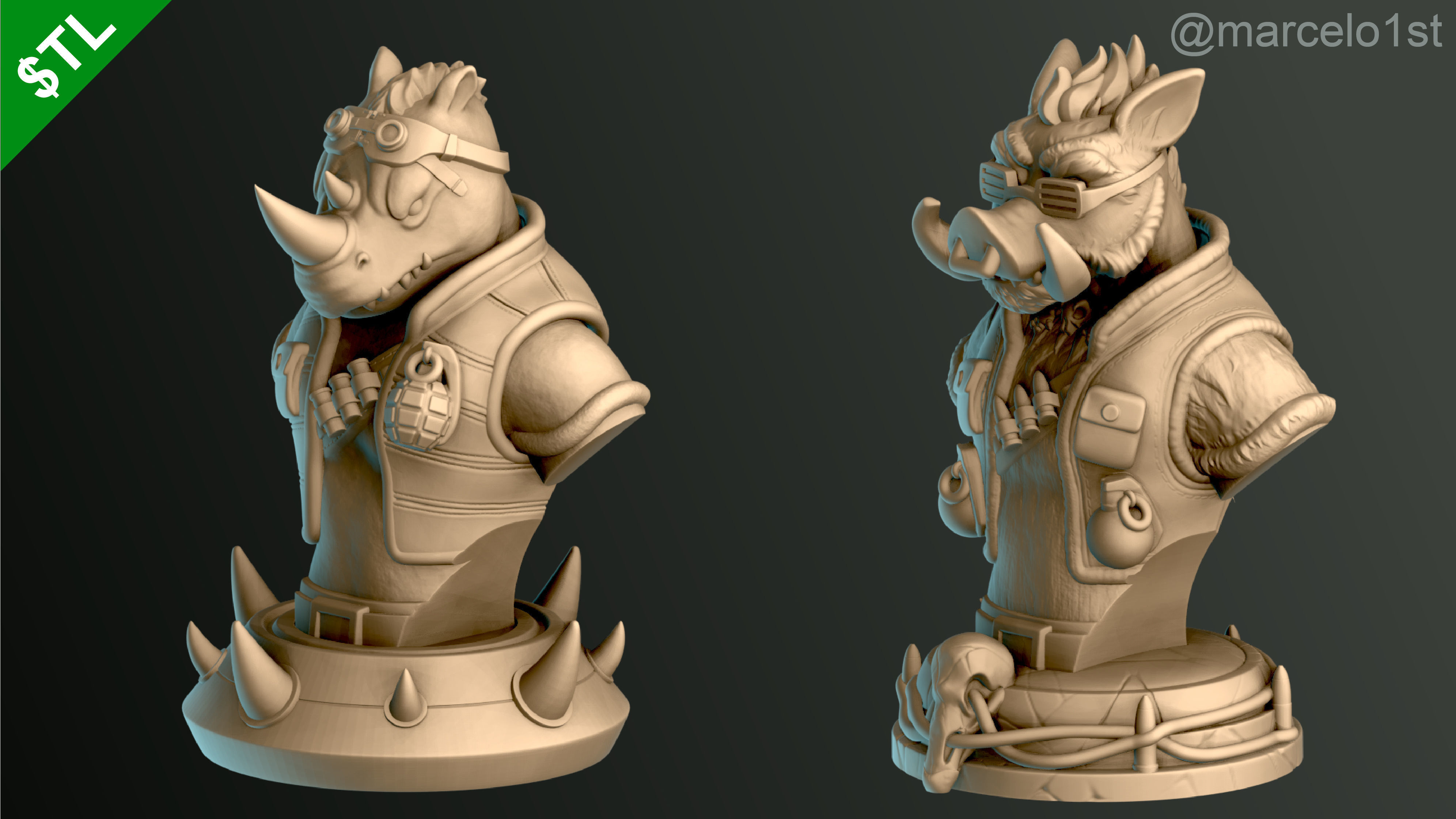 Shredder - Bebop - Rocksteady - Foot Ninja Busts - FDM 3D print model_18