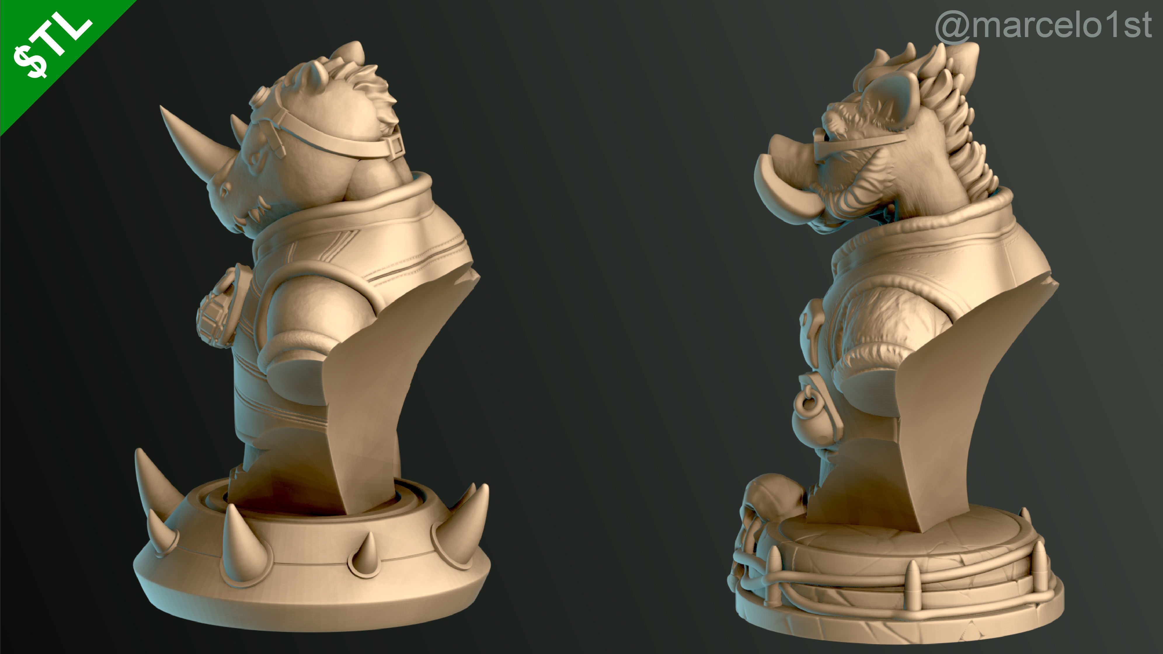 Shredder - Bebop - Rocksteady - Foot Ninja Busts - FDM 3D print model_16