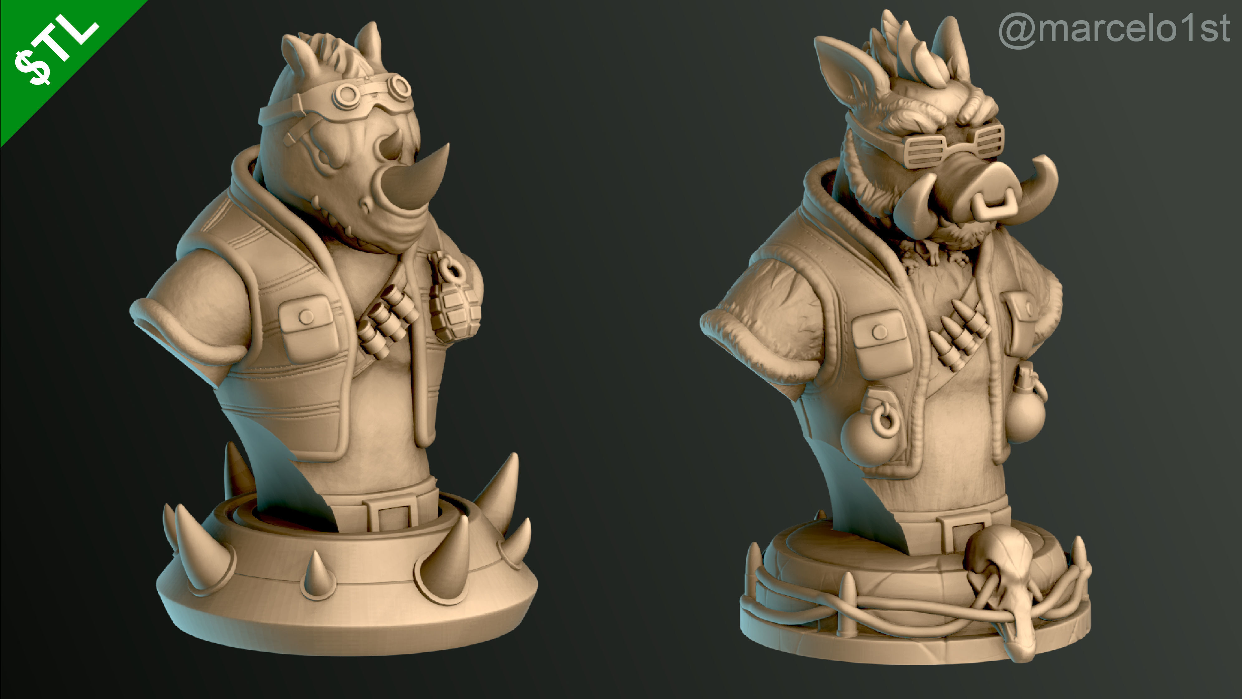 Shredder - Bebop - Rocksteady - Foot Ninja Busts - FDM 3D print model_10