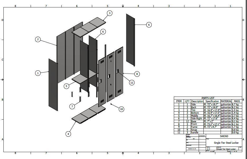 Single Tier Steel Locker 3D model_2