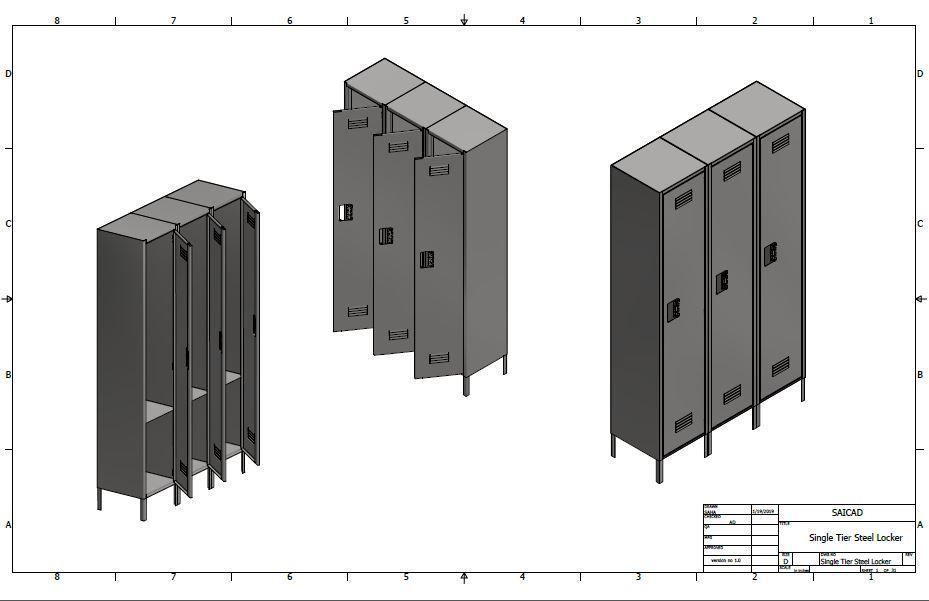 Single Tier Steel Locker 3D model_1