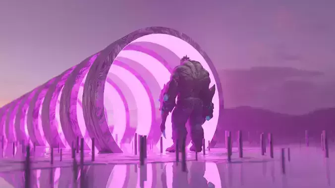 Sci-fi scene with alien