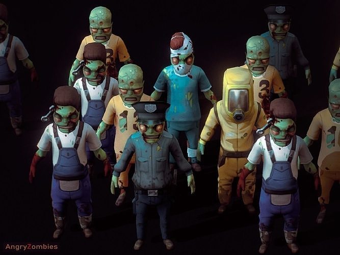 Angry Zombies Low-poly 3D model