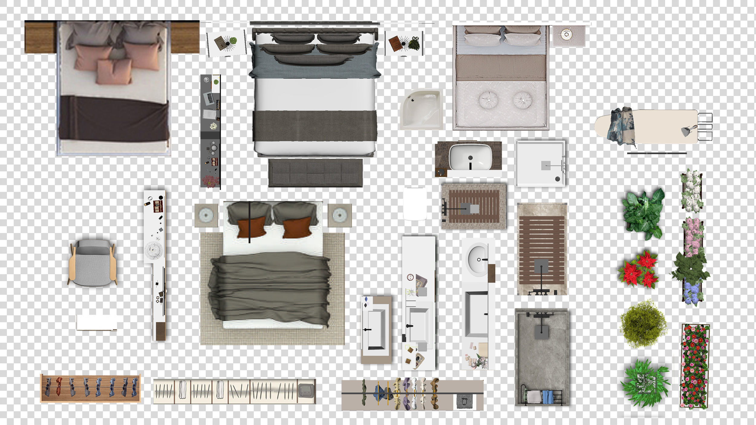 FLOOR PLAN 2d furniture top view PSD realistic Vol-2 3D model_5