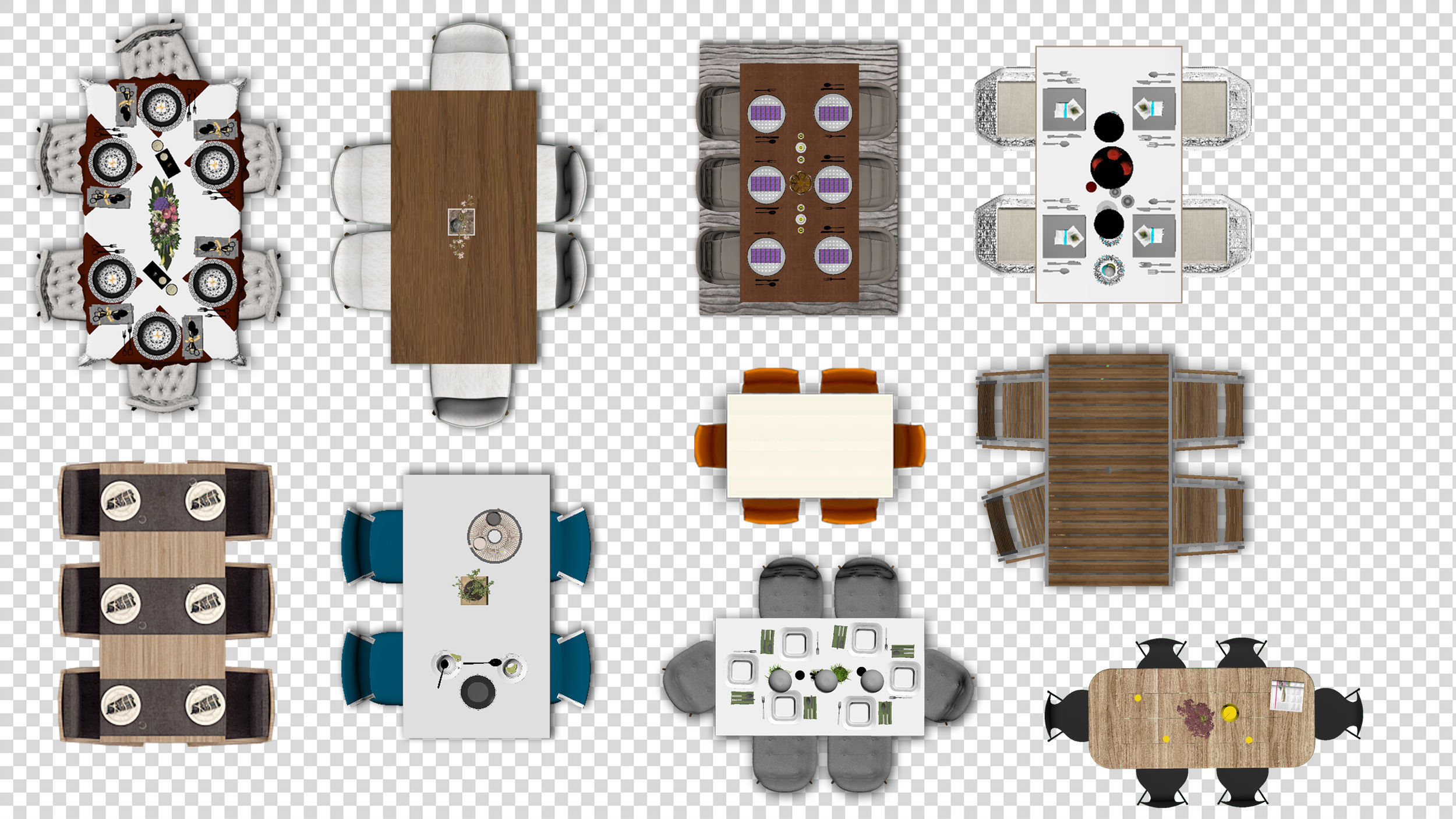 FLOOR PLAN 2d furniture top view PSD realistic Vol-2 3D model_6