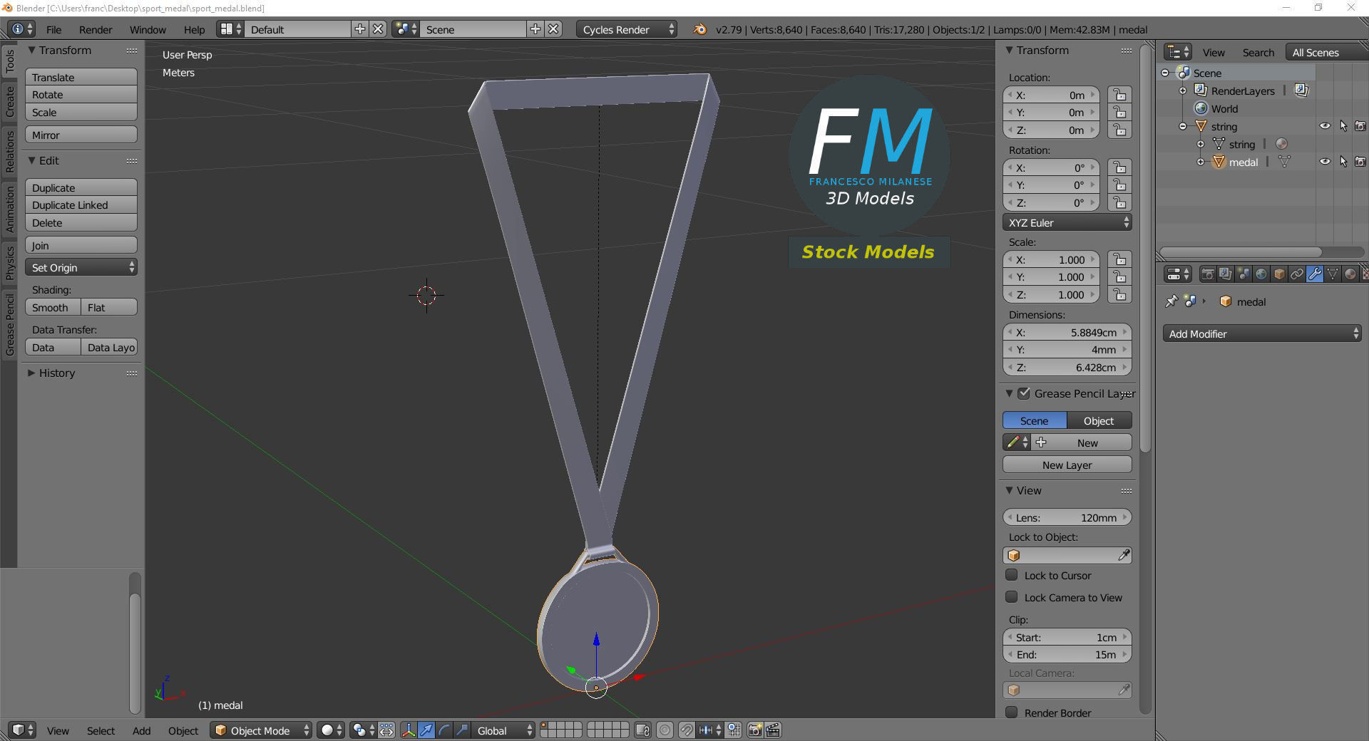 Sport medal 3D model_9