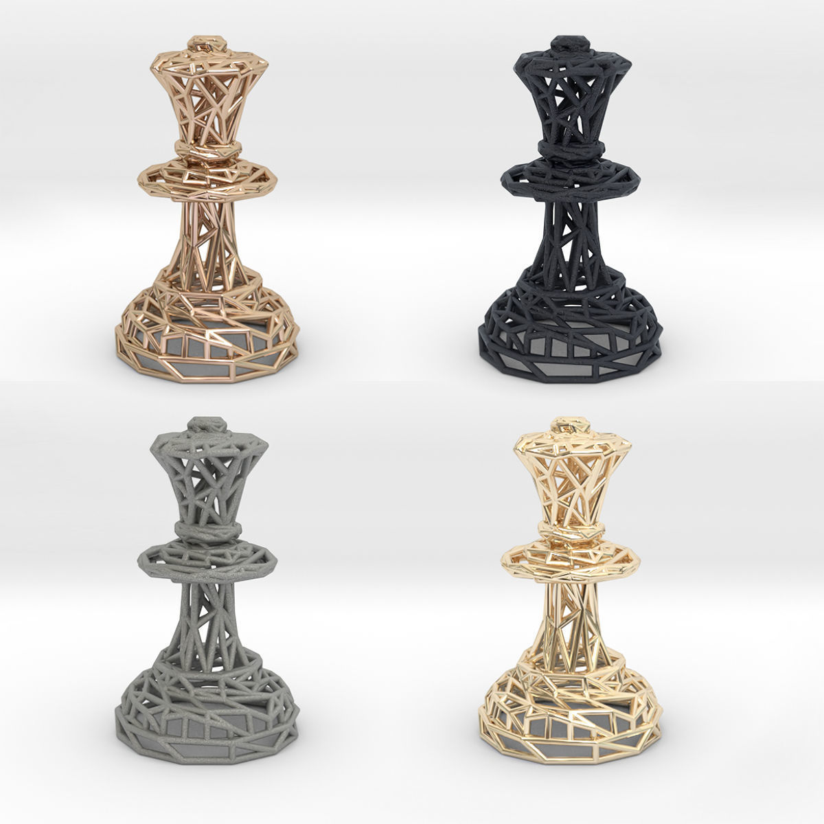 Queen chess piece 3D print model_11