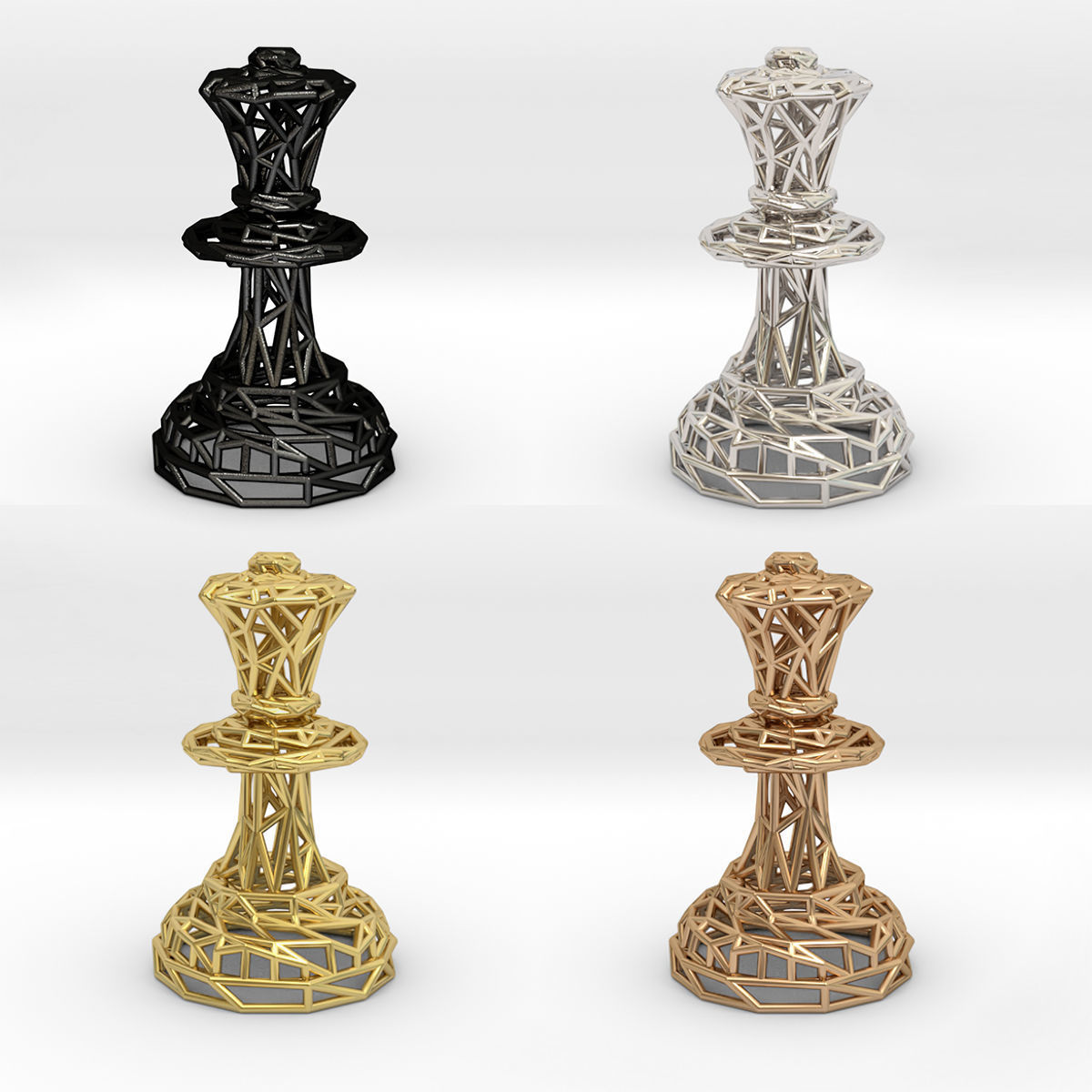 Queen chess piece 3D print model_17