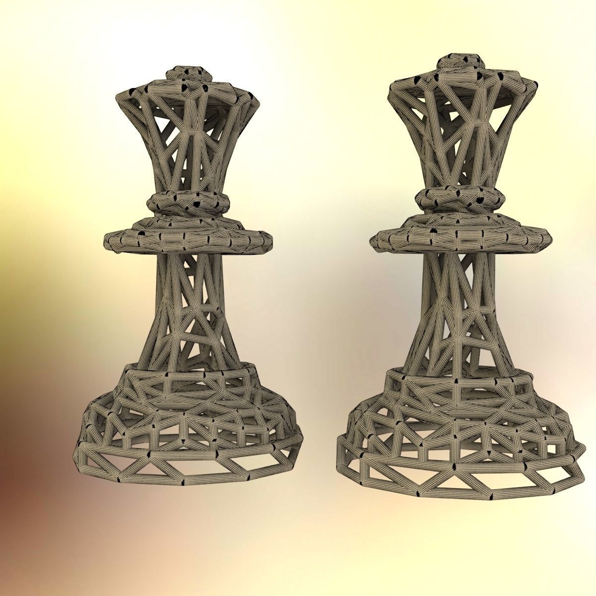 Queen chess piece 3D print model_13