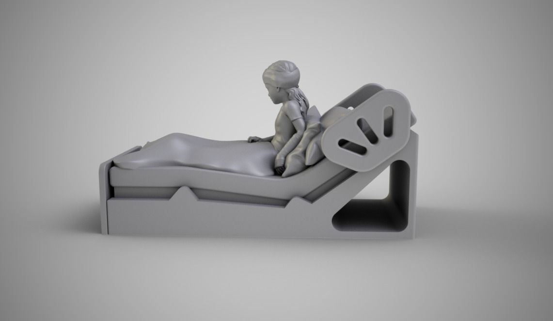 Sick Girl in Bed 3D print model_6