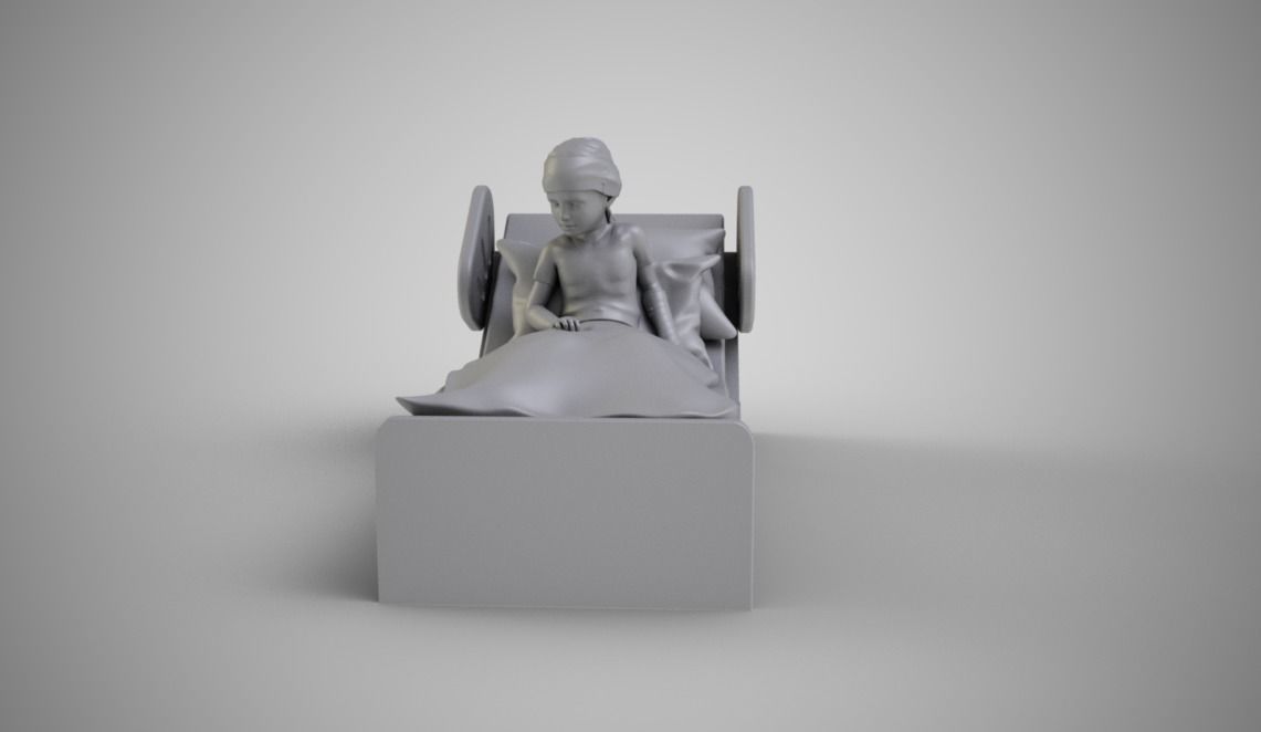 Sick Girl in Bed 3D print model_8