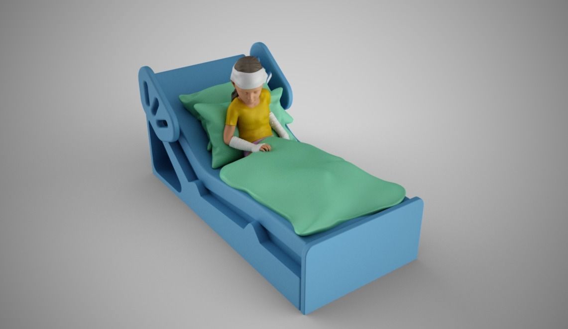 Sick Girl in Bed 3D print model_9