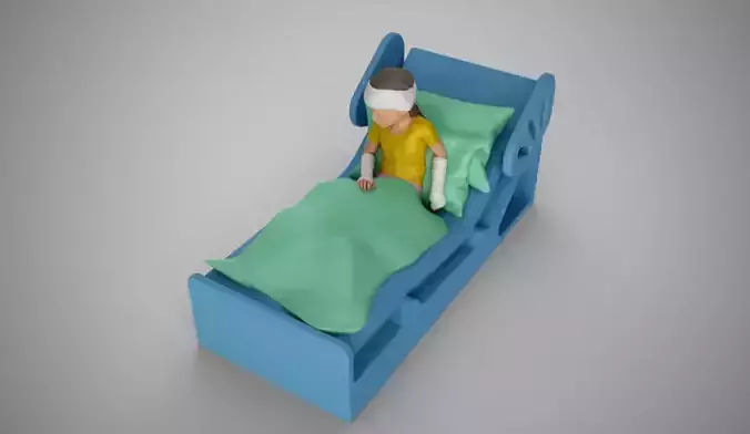 Sick Girl in Bed 3D print model