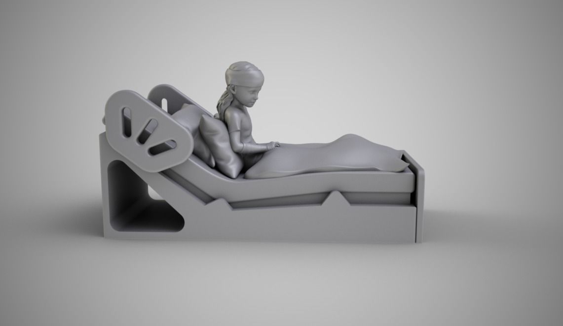 Sick Girl in Bed 3D print model_2