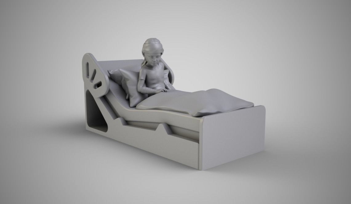 Sick Girl in Bed 3D print model_1