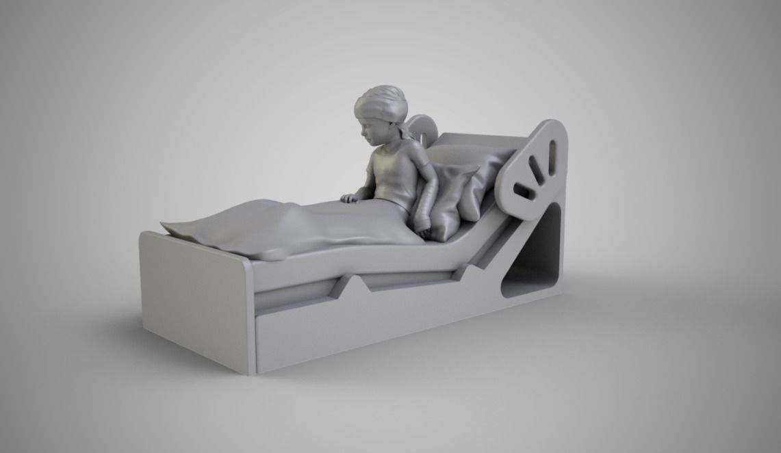 Sick Girl in Bed 3D print model_7