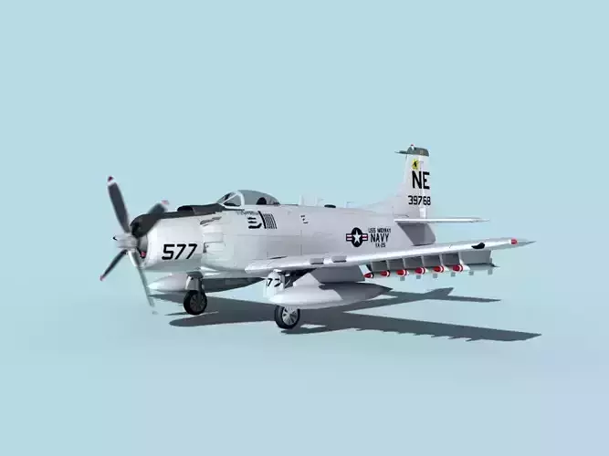 Douglas A-1H Skyraider USN Midway 3D model