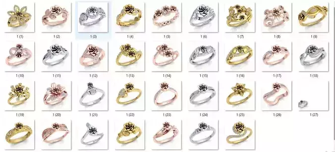 34 Rose Fancy Woman Ring 3d Model print 