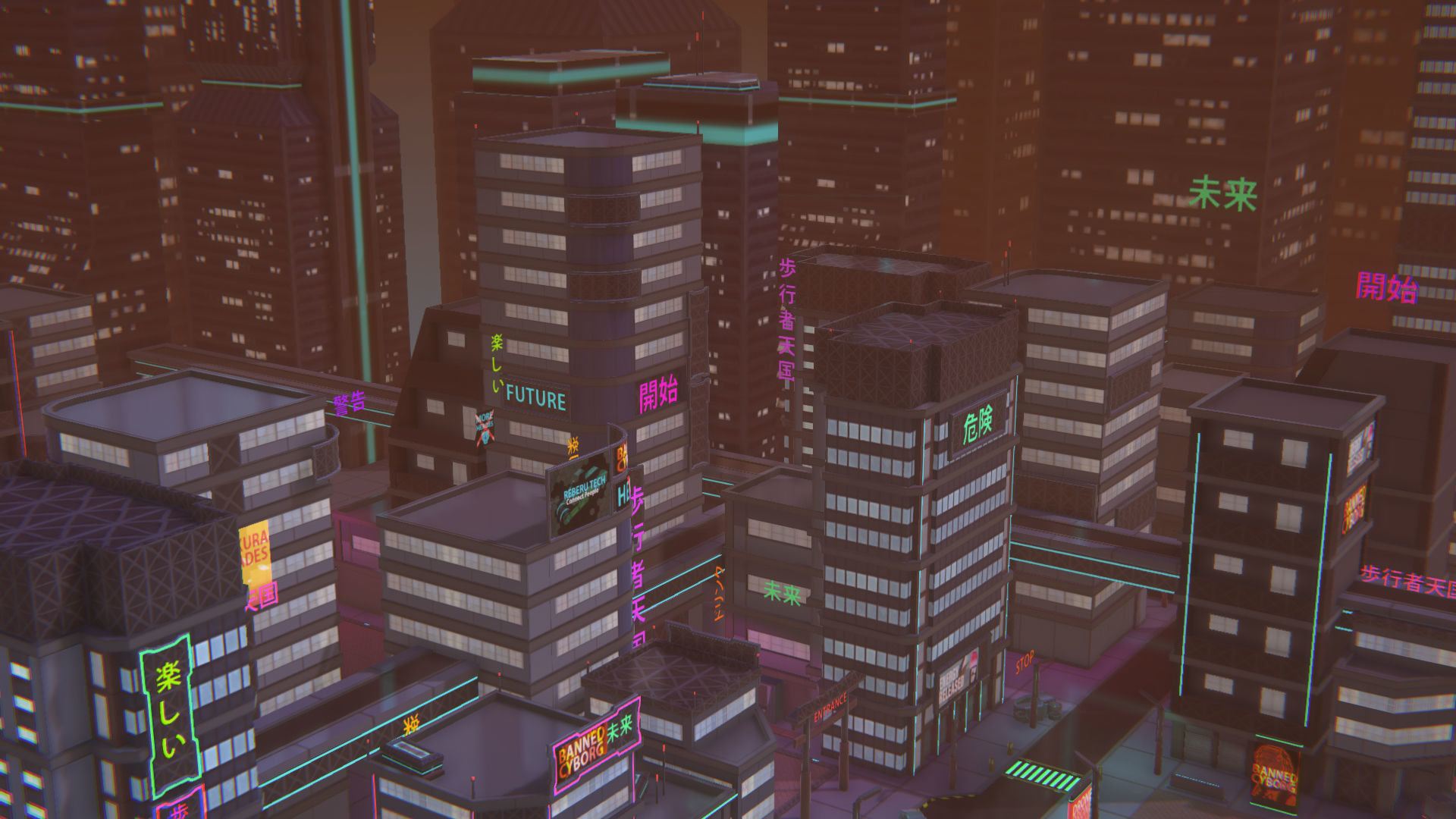 Future mobile city Low-poly 3D model_3