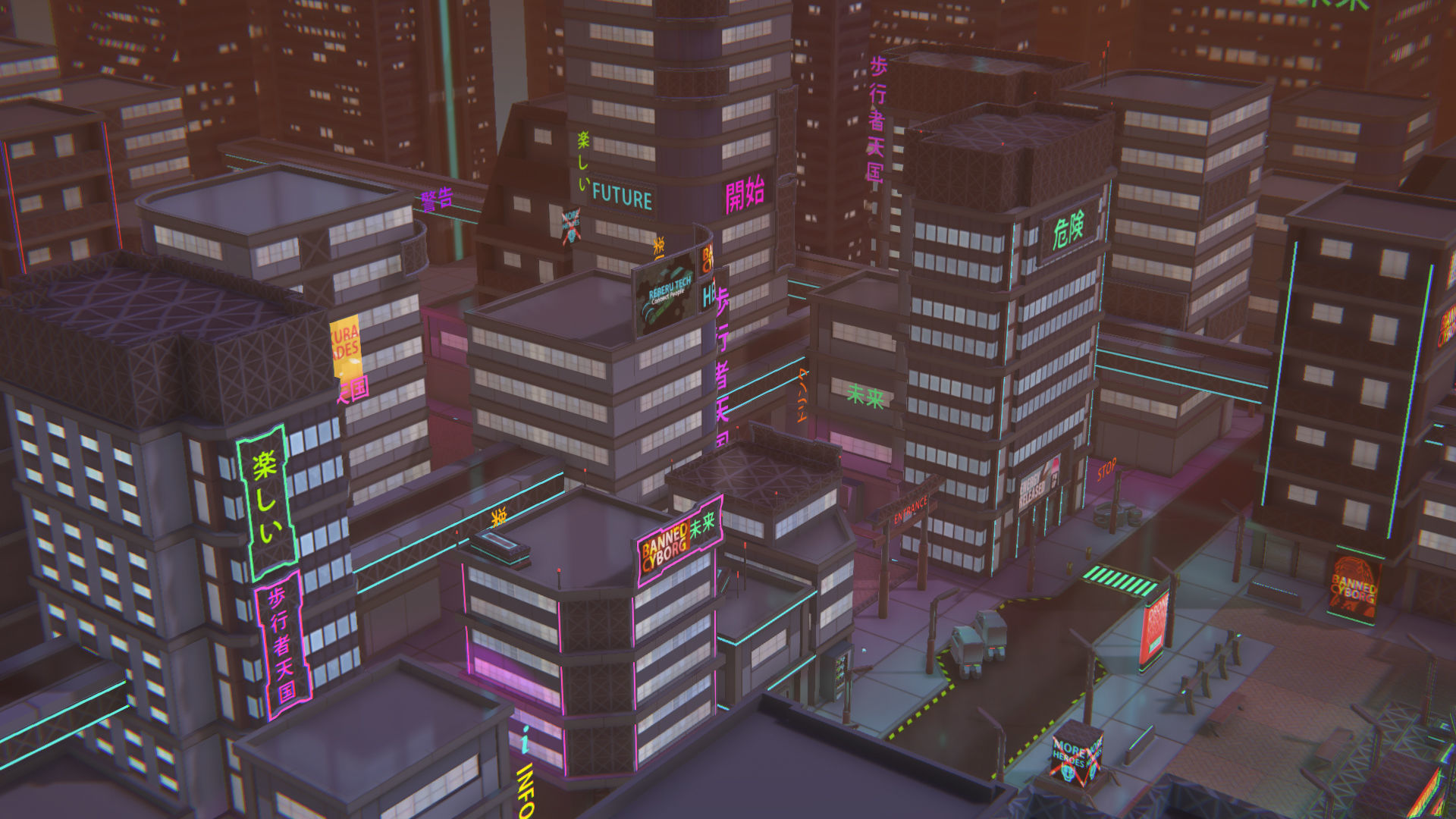 Future mobile city Low-poly 3D model_2