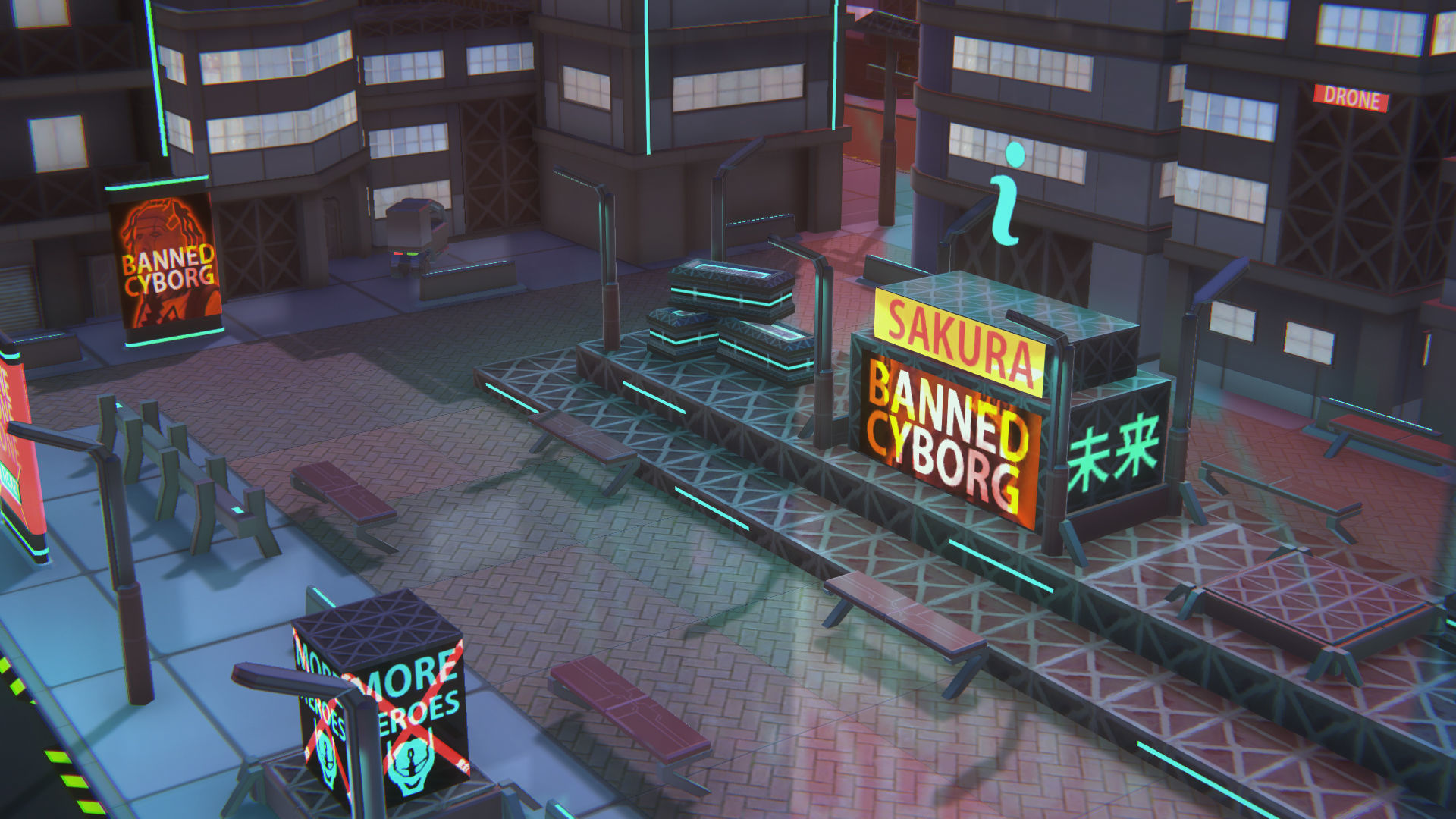 Future mobile city Low-poly 3D model_6