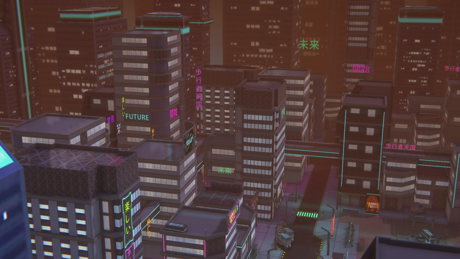 Future mobile city Low-poly 3D model_4