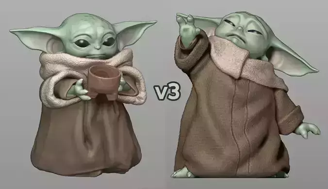 GROGU - Baby Yoda Using The Force - With Cup - PACK 3D print model