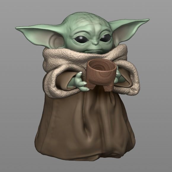 GROGU - Baby Yoda Using The Force - With Cup - PACK 3D print model_5