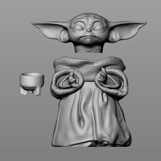 GROGU - Baby Yoda Using The Force - With Cup - PACK 3D print model_8