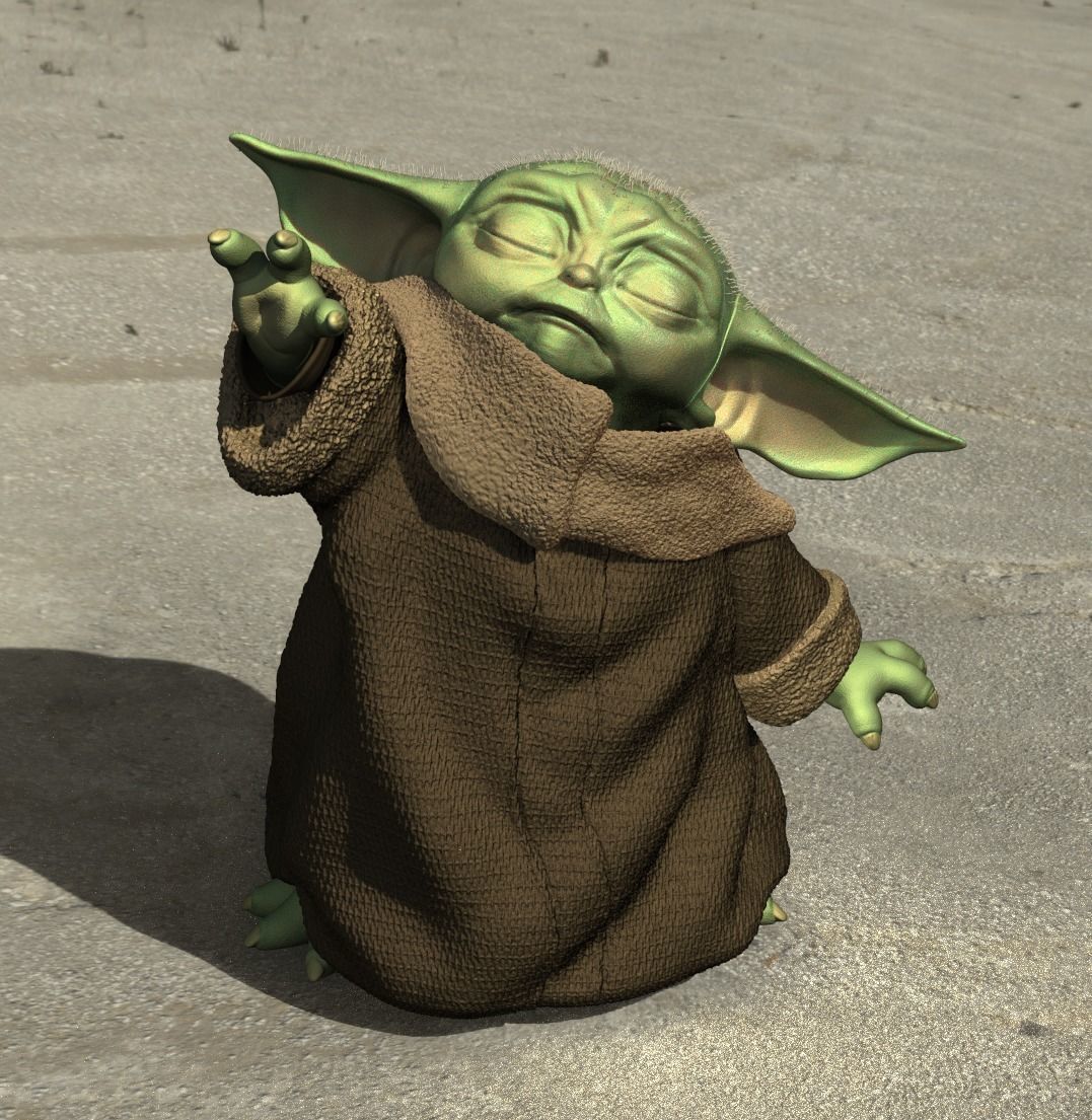 GROGU - Baby Yoda Using The Force - With Cup - PACK 3D print model_28