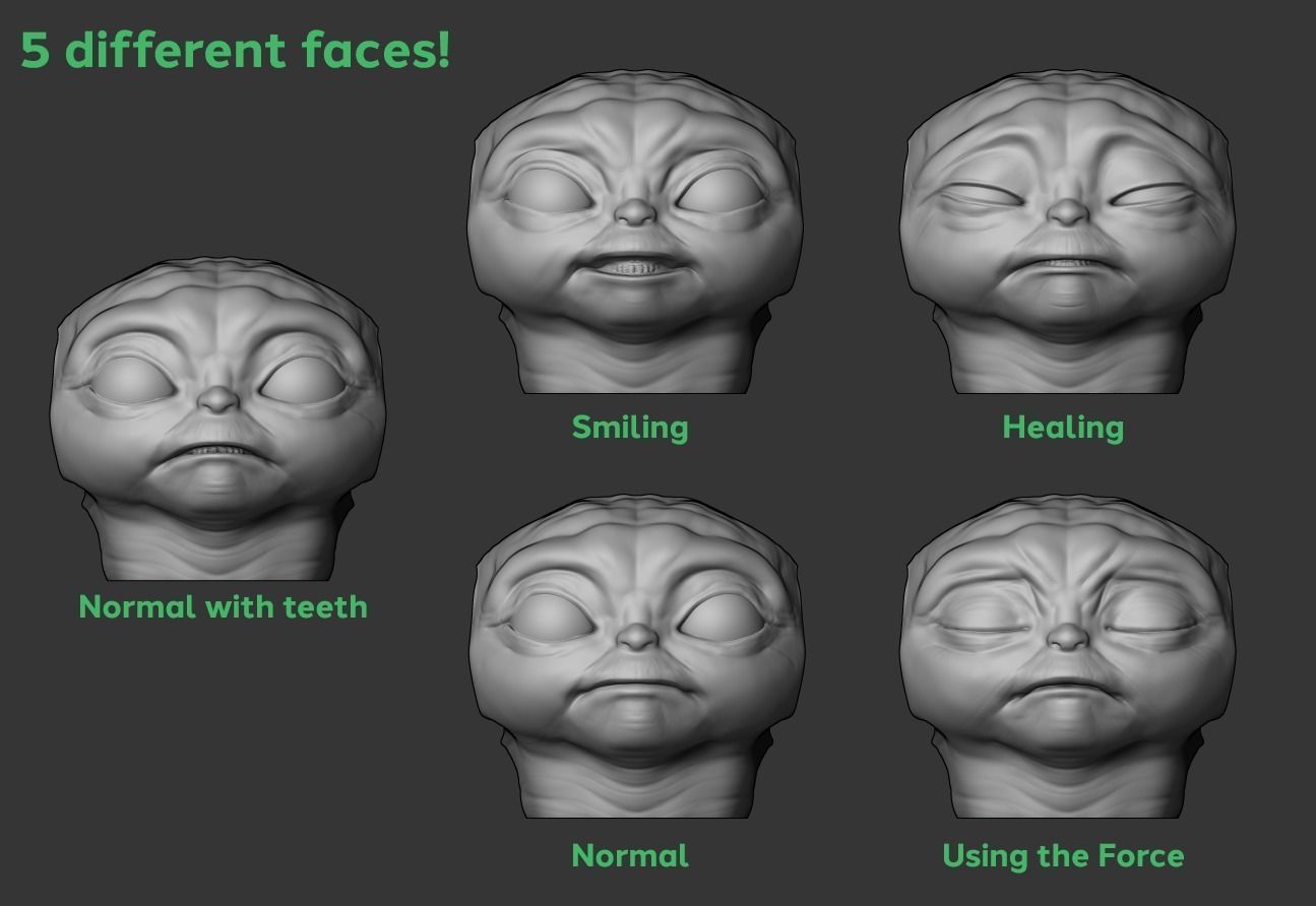 GROGU - Baby Yoda Using The Force - With Cup - PACK 3D print model_21