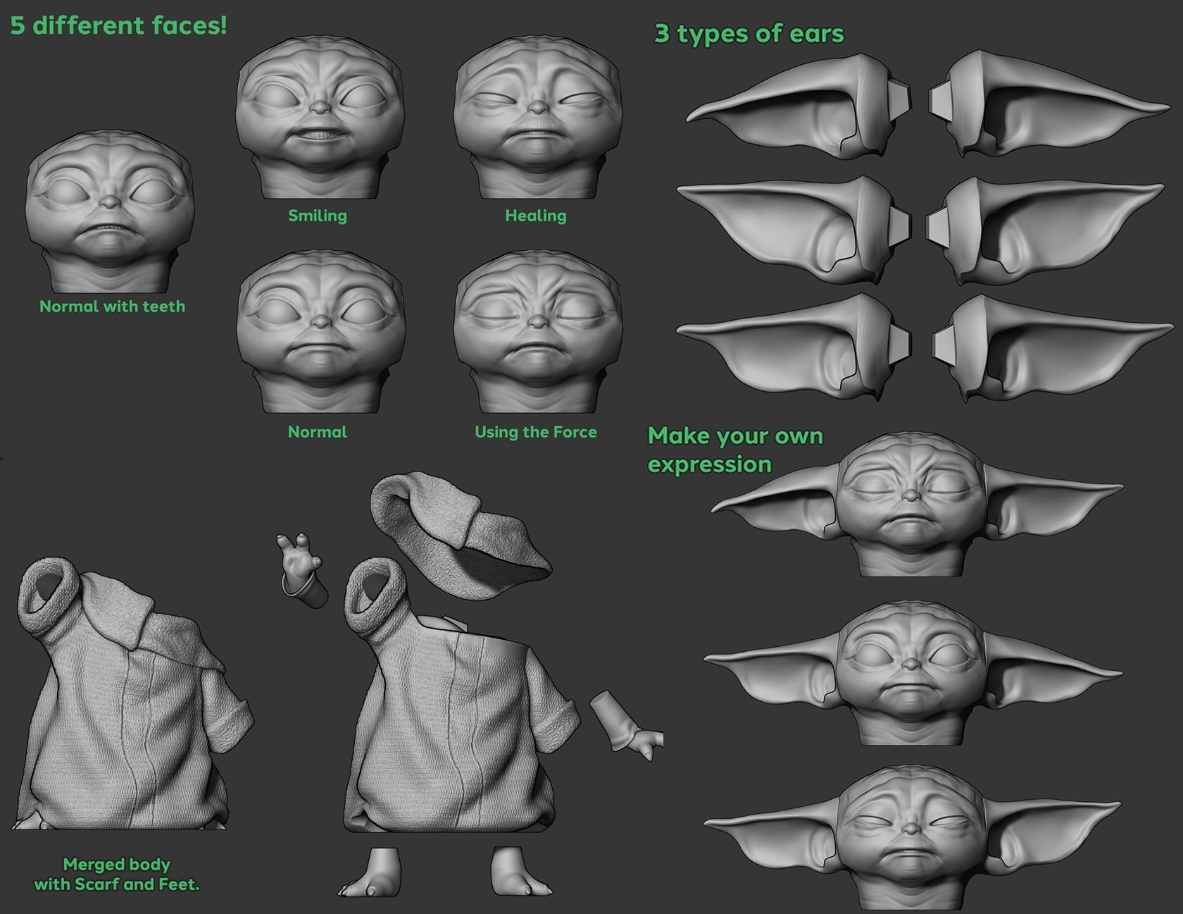 GROGU - Baby Yoda Using The Force - With Cup - PACK 3D print model_3