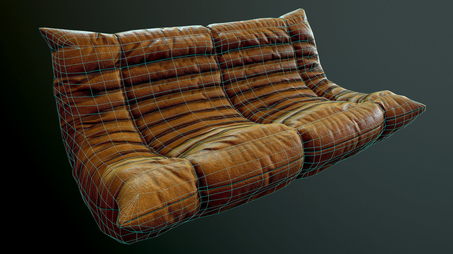 Sofa h leather Low-poly 3D model_3