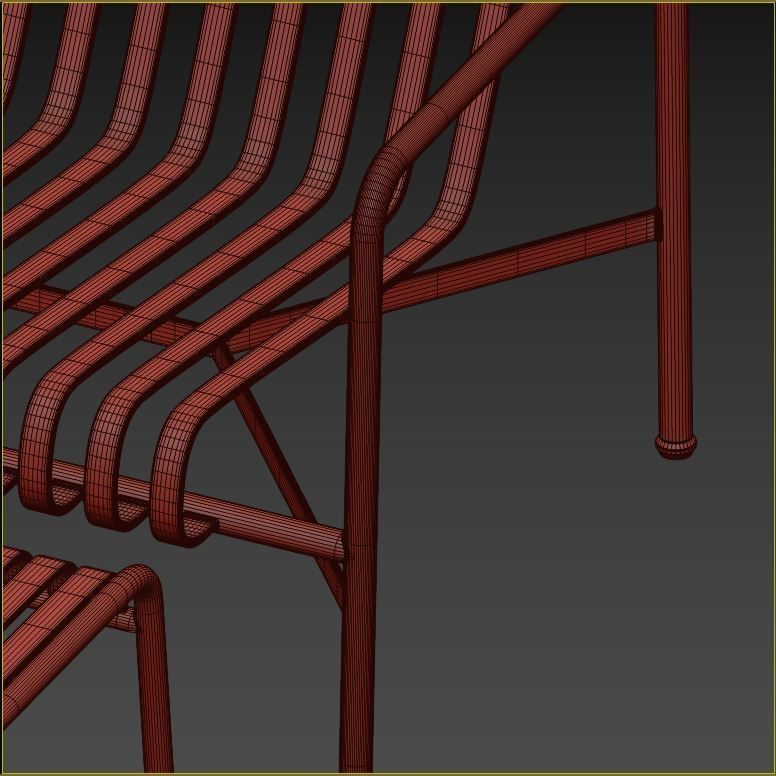 Hay Palissade Lounge Chair High with table 3D model_2