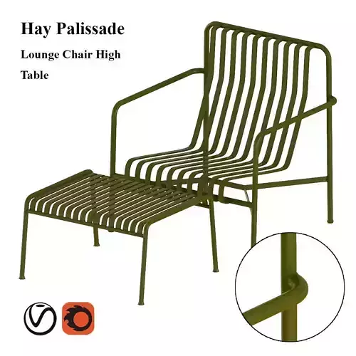 Hay Palissade Lounge Chair High with table 3D model